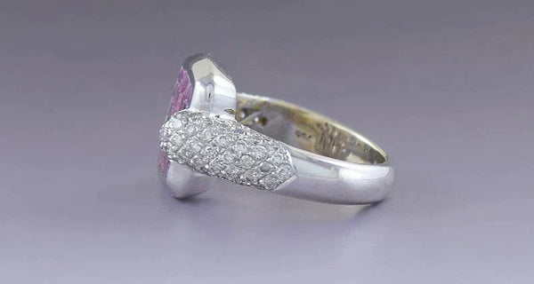 Beautiful 18k White Gold Diamond & Pink Sapphire Ring