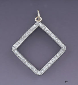 Dazzling 14k White Gold Open Square 44 Diamond Frame Pendant
