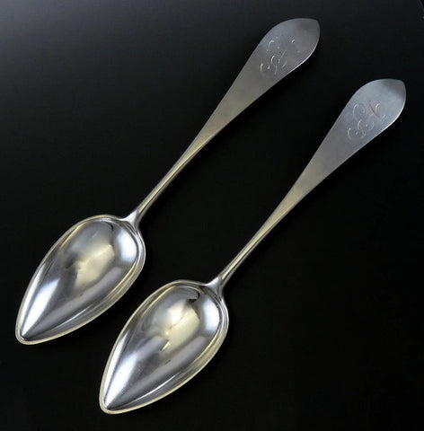 Antique c1790 Connecticut American Coin Silver Pointed End Serving Spoon 8 5/8