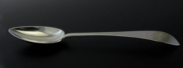 Antique c1790 Connecticut American Coin Silver Pointed End Serving Spoon 8 5/8