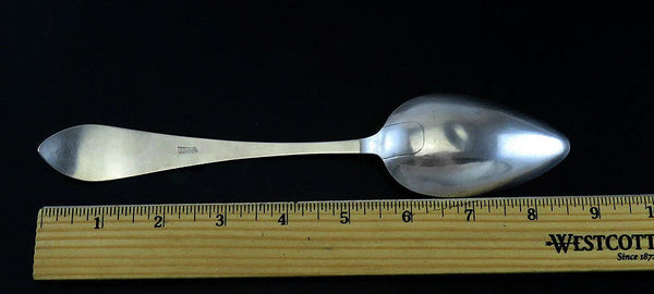 Antique c1790 Connecticut American Coin Silver Pointed End Serving Spoon 8 5/8