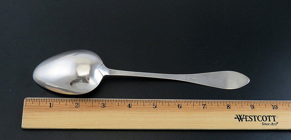 Antique c1790 John Proctor Trott American Coin Silver Engraved Serving Spoon 9"