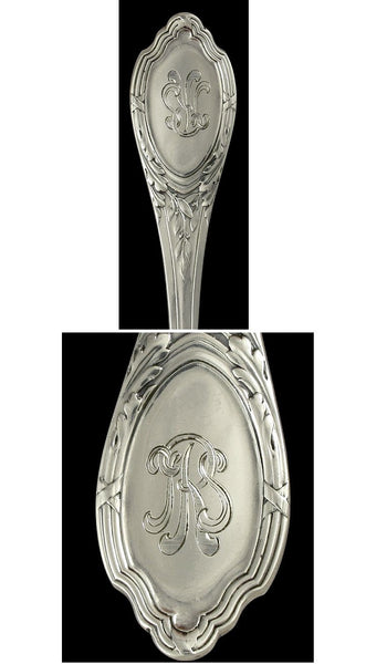 Antique c1890 Art Nouveau German Silver Engraved Fish Slice Server