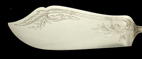 Antique c1890 Art Nouveau German Silver Engraved Fish Slice Server