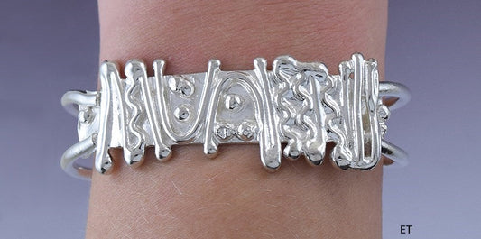 Funky Modernist Abstract Sterling Silver Cuff Bracelet