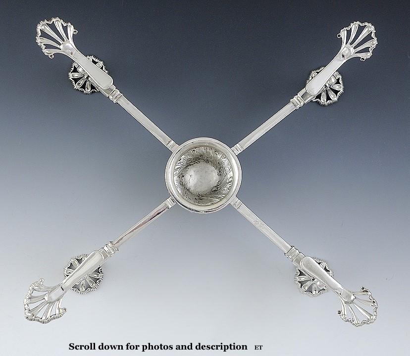 Fabulous Heavy Georgian English Sterling Silver Adjustable Dish Cross c1760s