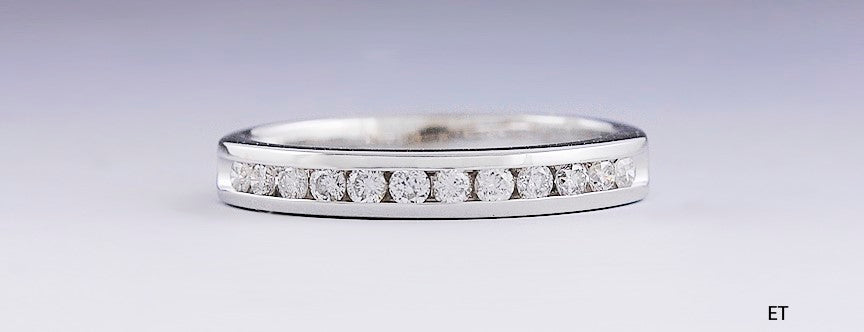 Dainty 14k White Gold & ~.25ct Diamond Anniversary Band Ring