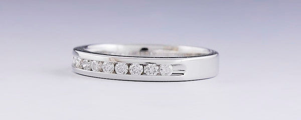 Dainty 14k White Gold & ~.25ct Diamond Anniversary Band Ring