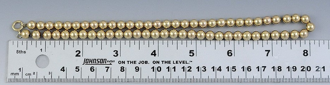 Fantastic Modern Necklace Strand of 6.5mm 14K Gold Beads