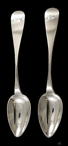 Antique 19th Century European Silver La Lira Serving Place Table Spoons