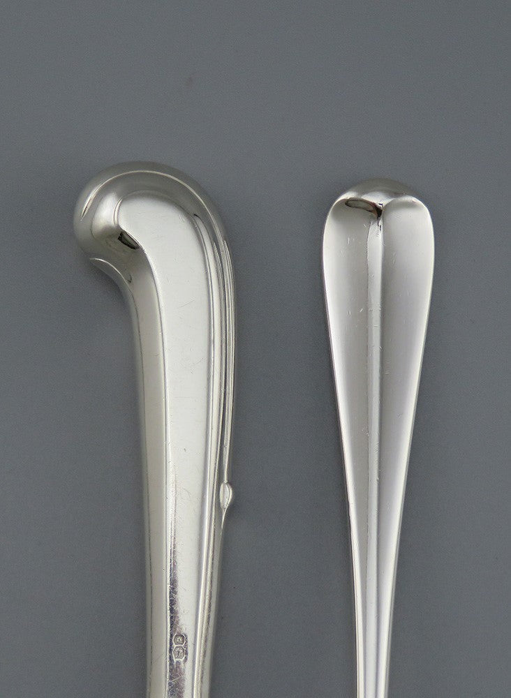 Fine English Sterling Silver 90pc Queen Anne Rat Tail Flatware Set Serves 12