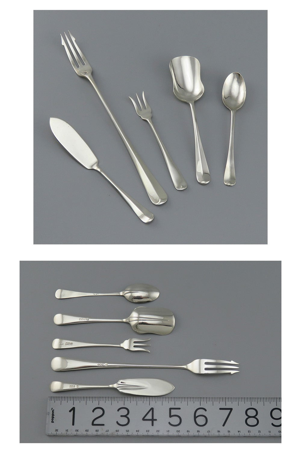 Fine English Sterling Silver 90pc Queen Anne Rat Tail Flatware Set Serves 12