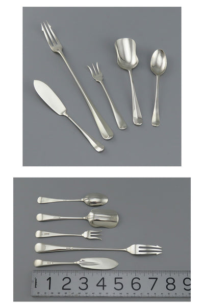 Fine English Sterling Silver 90pc Queen Anne Rat Tail Flatware Set Serves 12