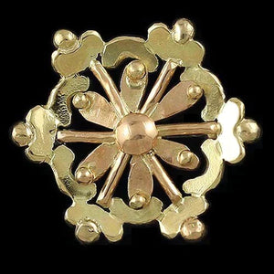 Unique Hand Made Two Tone 14k Gold Snowflake Artisan Brooch/Pin