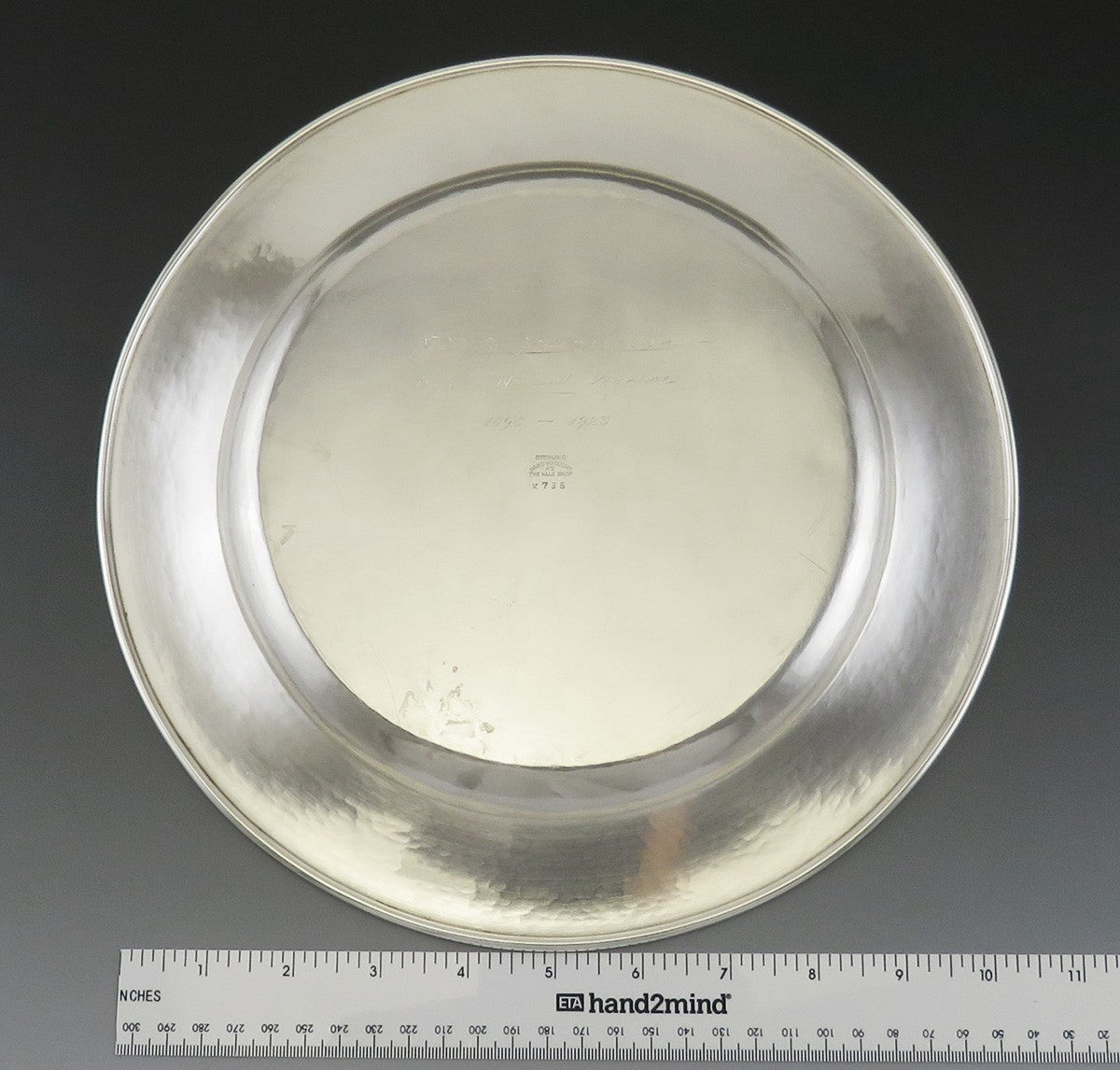 Antique c1923 Kalo Chicago Arts & Crafts Sterling Silver Plate Platter Tray 11"