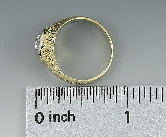 Superb c1930s 14k Gold High Grade VVS ~.40ct Diamond Hand Engraved Ring