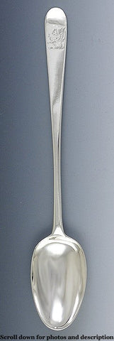 1779 Antique Irish Sterling Silver Platter Stuffing Serving Spoon 12"