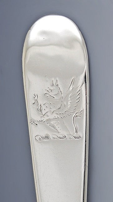 1779 Antique Irish Sterling Silver Platter Stuffing Serving Spoon 12"