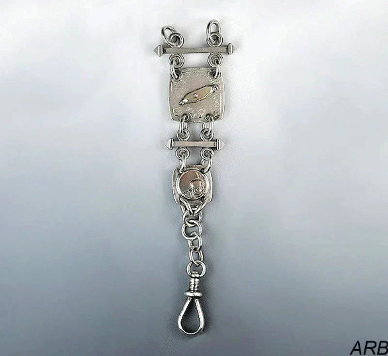 Fine Antique Japanese-Style Sterling Silver Watch Fob Aesthetic Movement 1875