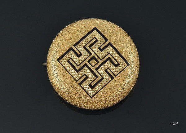Fabulous 18K Gold Victorian 1865-1880 Jewelry Pin/Pendant Greek Key Design