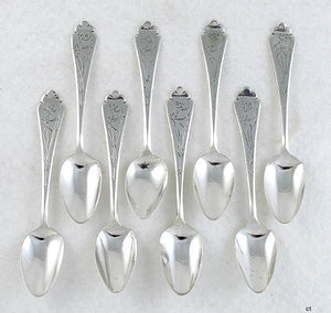 Antique Dutch Silver Trifid Trefid Coffee Demitasse Spoons 4 1/8"