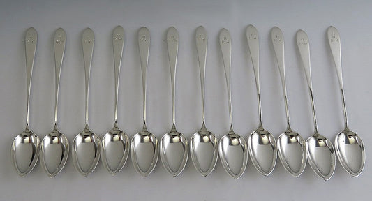 12 Antique Sterling Silver Arthur Stone Pointed End Teaspoons