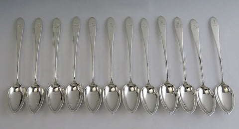 12 Antique Sterling Silver Arthur Stone Pointed End Teaspoons