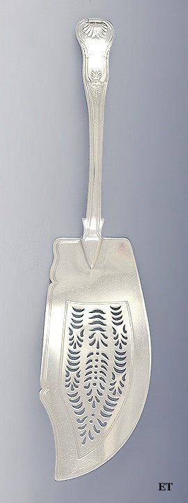 Antique 1821 English Georgian Sterling Silver Kings Fish Slice Server 12"