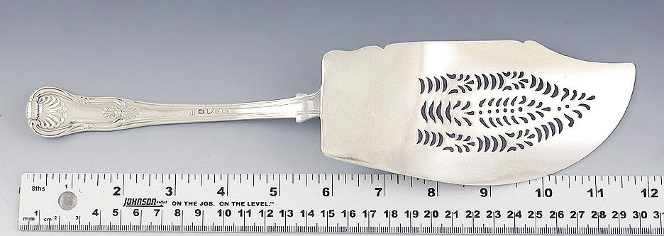 Antique 1821 English Georgian Sterling Silver Kings Fish Slice Server 12"