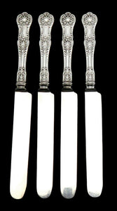 4 Antique c1900 Sterling Silver Gorham King George Dinner Knives