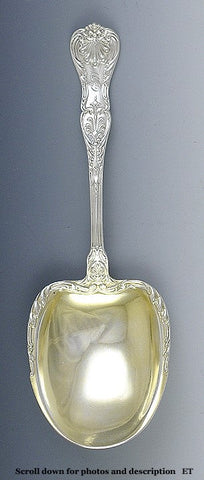 Antique Sterling Silver Gold Wash Gorham King George Casserole Serving Spoon 9"