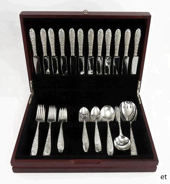 Fine 70pc Sterling Silver Manchester Southern Rose Pattern Flatware Set