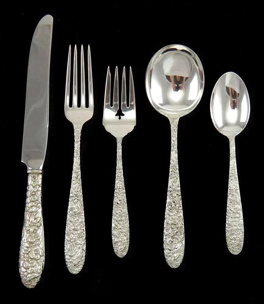 Fine 70pc Sterling Silver Manchester Southern Rose Pattern Flatware Set