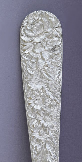 Antique 1920-1930s Lovely Kirk Sterling Silver Repousse Serving Fork 9 1/2"