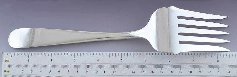 Antique 1920-1930s Lovely Kirk Sterling Silver Repousse Serving Fork 9 1/2"