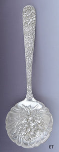 Fab Kirk Sterling Silver Floral Repousse Berry / Casserole Serving Spoon Scoop