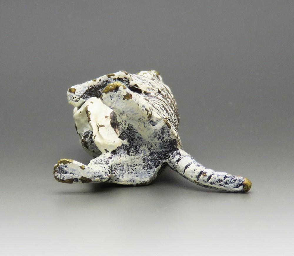 Mom and Baby Striped Cat Austrian Bronze Miniature Turn of the Century 2" Tall