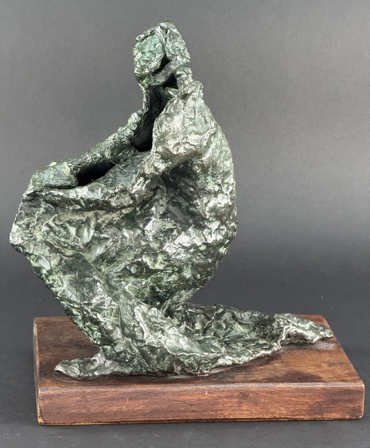 Signed Najim H Chechen Patinated Bronze Modern Art Sculpture "Poet" dated 1985