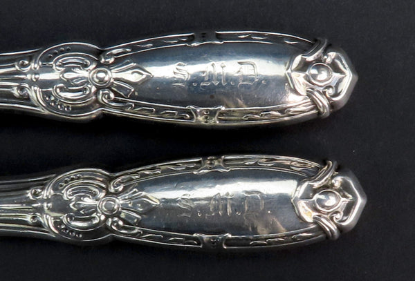 c1853 American Coin Silver Jenny Lind Fish Serving Set Hand Engraved