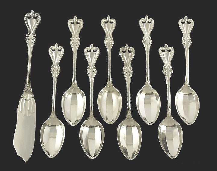 9 Towle Old Colonial Sterling Silver Teaspoons & Butter Knife