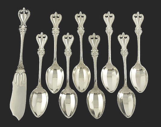 9 Towle Old Colonial Sterling Silver Teaspoons & Butter Knife