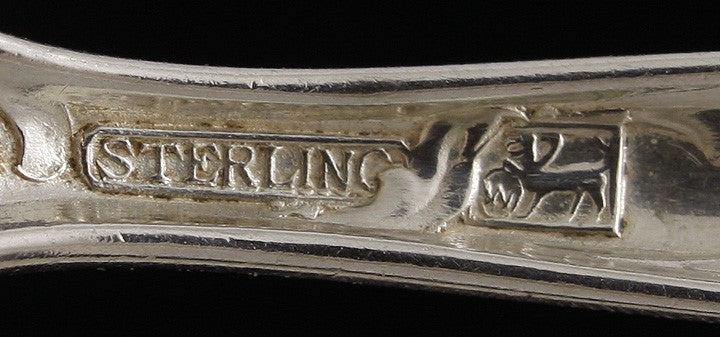 12 Whiting Heraldic Pattern Sterling Silver Teaspoons