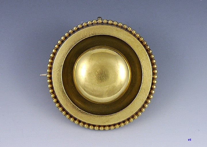 c1850s-1870s American Victorian 14k Gold Locket Pin Brooch Pendant