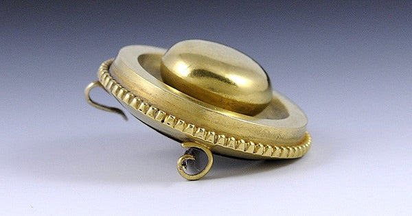 c1850s-1870s American Victorian 14k Gold Locket Pin Brooch Pendant