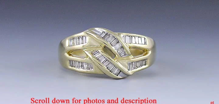 Stunning 14K Yellow Gold & Diamond Knot Ring Size 8