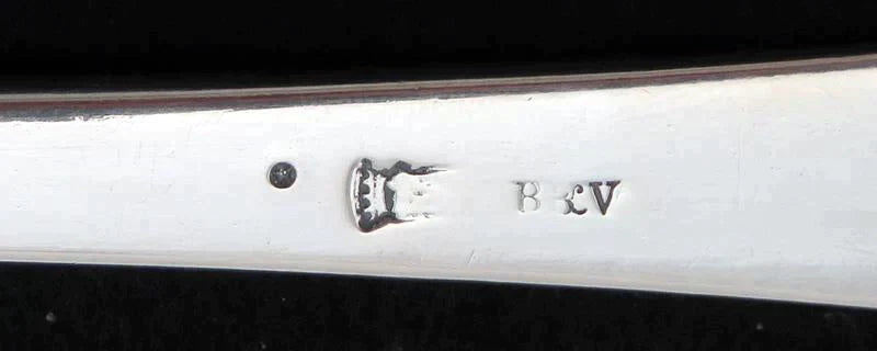 Mid 1800's Antique Large Dutch Silver Soup/Punch Ladle B&V 6 Ounce Capacity Bowl