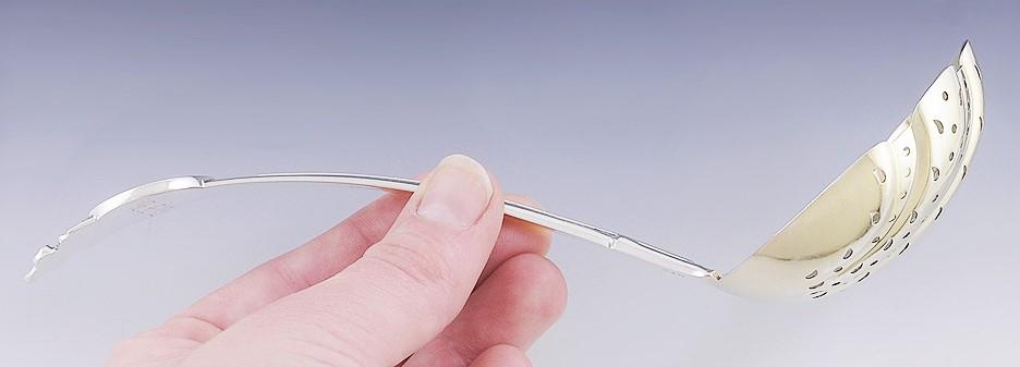 Antique Gold Wash Sterling Silver Gorham Medallion Pierced Berry Ladle