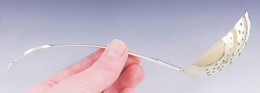 Antique Gold Wash Sterling Silver Gorham Medallion Pierced Berry Ladle
