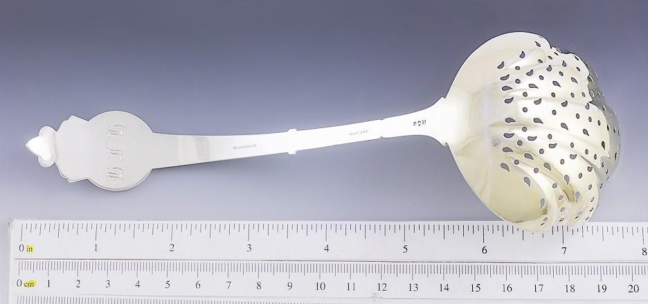 Antique Gold Wash Sterling Silver Gorham Medallion Pierced Berry Ladle