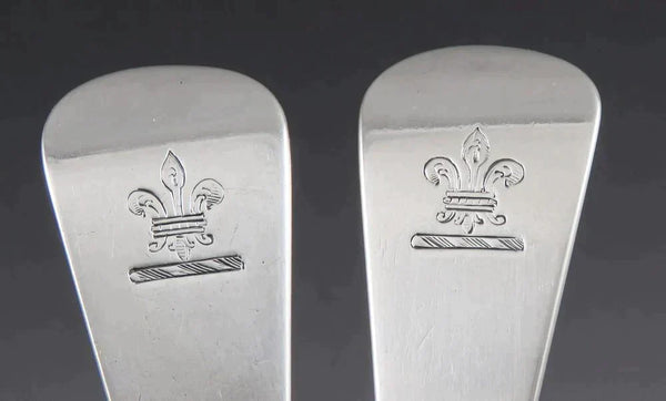 Pair English Georgian 1810 Sterling Silver Fleur de Lis Gravy/Sauce Ladles